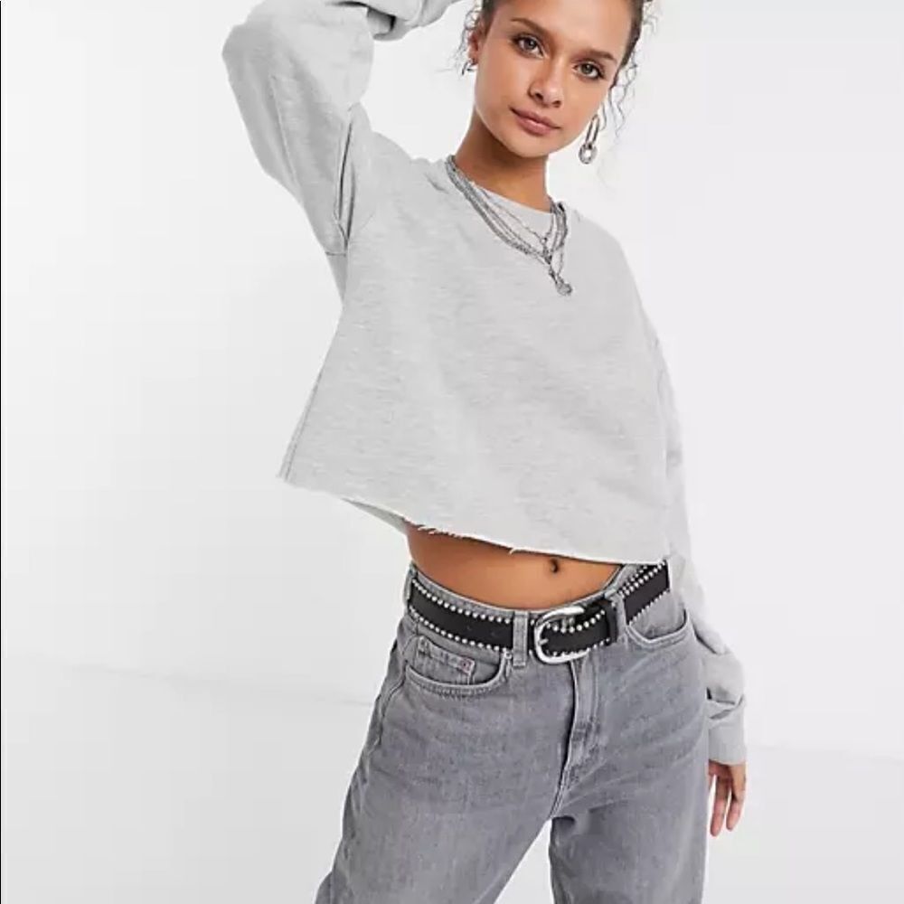 NWT Topshop Cropped Crewneck Sweatshirt M
